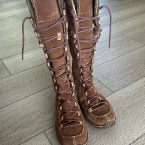 Y2K Timberland MOORELAND HOLLACE Women 7.5 Tall Lace Up Suede Leather Boots - Picture 7 of 12